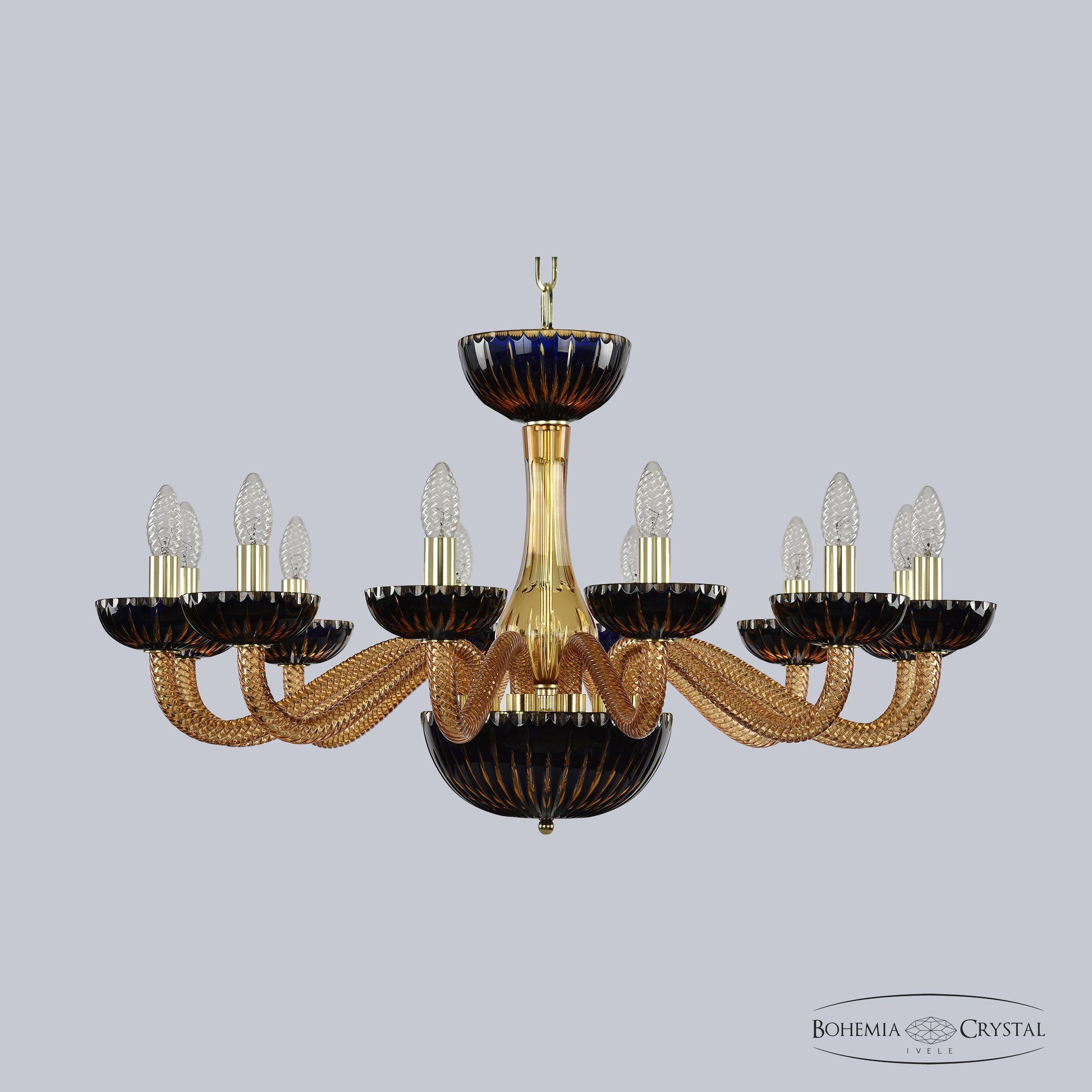 

Bohemia Ivele Crystal Люстра 1309/12/300 G Am/Amber-Blue/H-1K, Подвесная люстра Bohemia Ivele Crystal Люстра 1309/12/300 G Am/Amber-Blue/H-1K