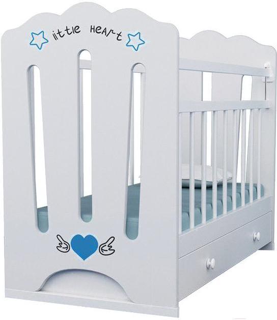 

Детская кроватка VDK Little Heart маятник-ящик белый