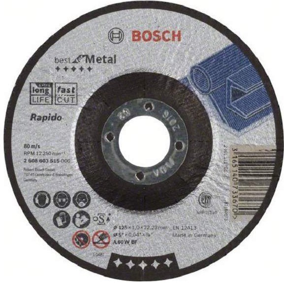 

Отрезной круг Bosch 2.608.603.515, Отрезной круг Bosch 125x1.0 Best for Metal 2.608.603.515