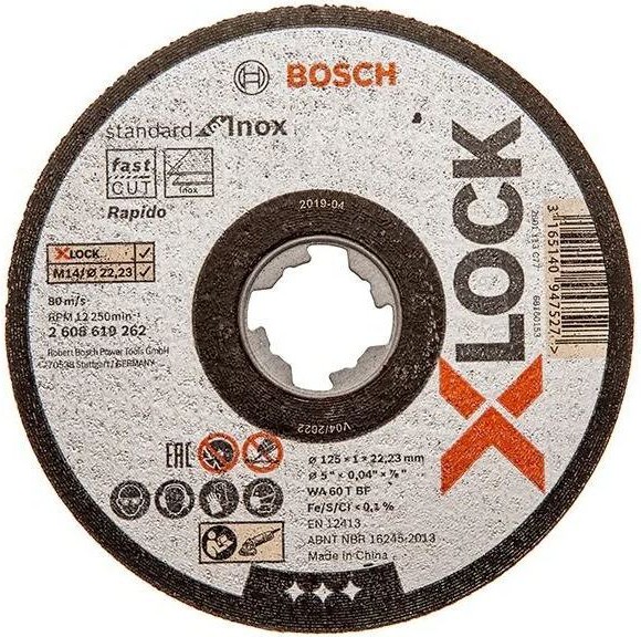 

Отрезной круг Bosch X-LOCK Standard for Inox 125x1x22.23 мм [2.608.619.267], Отрезной круг Bosch X-LOCK Standard for Inox 125x1x22.23 мм 2.608.619.267
