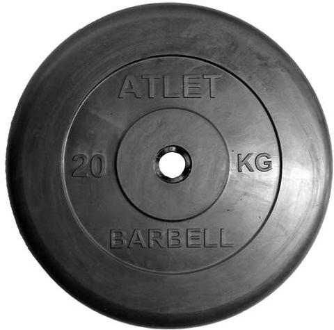 

Диск для штанги MB Barbell Atlet d-31 20кг черный, Atlet d-31 20кг