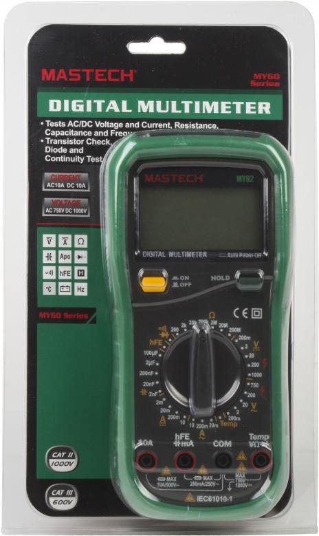 

Мультиметр (тестер) Mastech MY62, (Mastech MY62 (13-2019))
