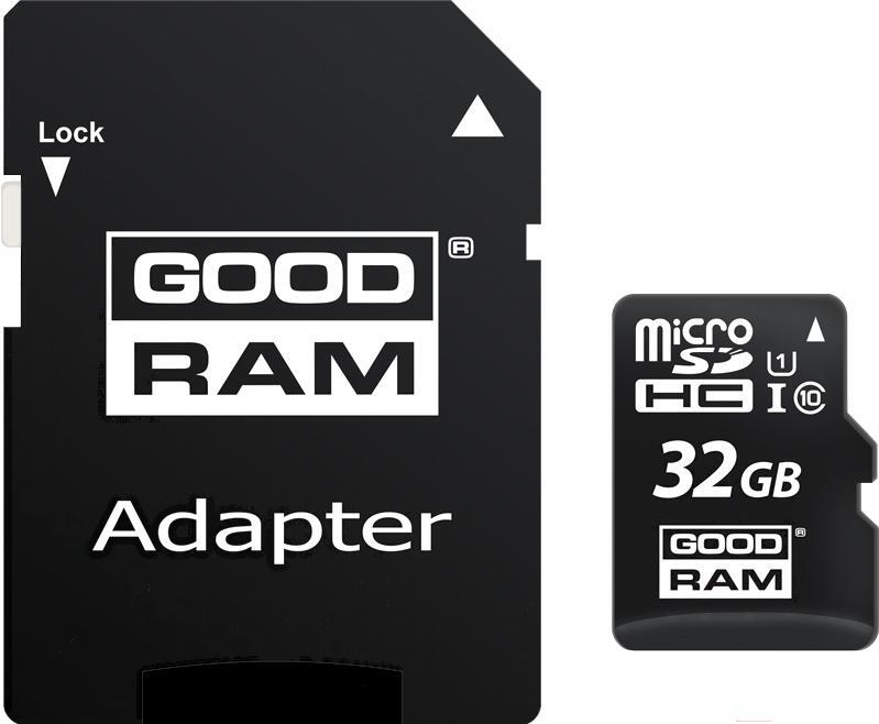 

Карта памяти Goodram microSD (Class 10) 32GB / M1AA-0320R12 + адаптер, Карта памяти Goodram M1AA-0320R12