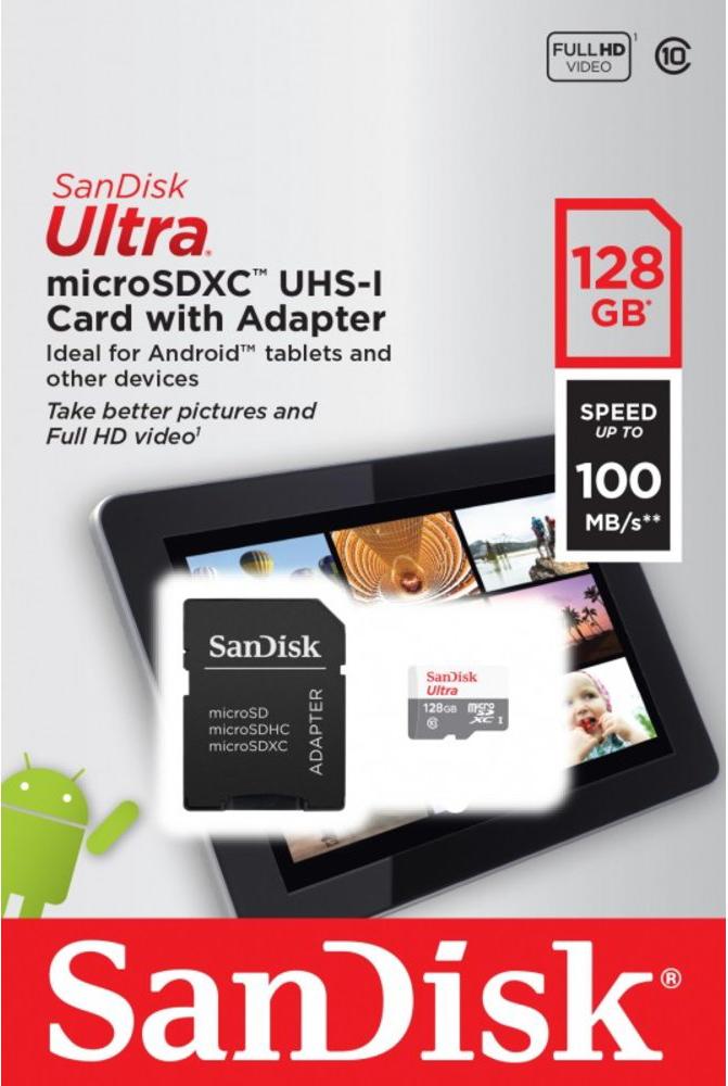 

Карта памяти SanDisk microSD 128GB microSDXC Class 10 Ultra [SDSQUNR-128G-GN6TA], microSD 128GB microSDXC Class 10 Ultra