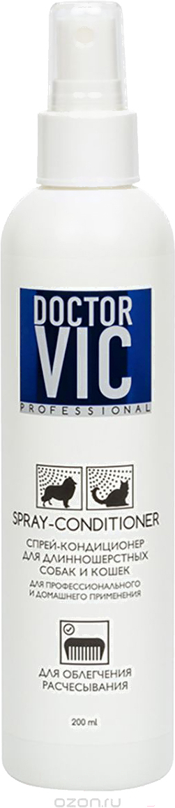 

Косметика для животных Doctor VIC Кондиционер для облегчения расчесывания длинношерстных собак 200мл