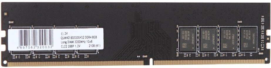 

Оперативная память QUMO DDR4 DIMM 8GB [QUM4U-8G3200P22], Оперативная память QUMO DDR4 DIMM 8GB QUM4U-8G3200P22