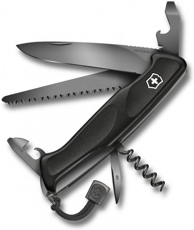 

Туристический нож Victorinox перочинный RangerGrip Onyx 130мм 12функц. черный [0.9563.C31P], Мультитул Victorinox Onyx 0.9563.C31P