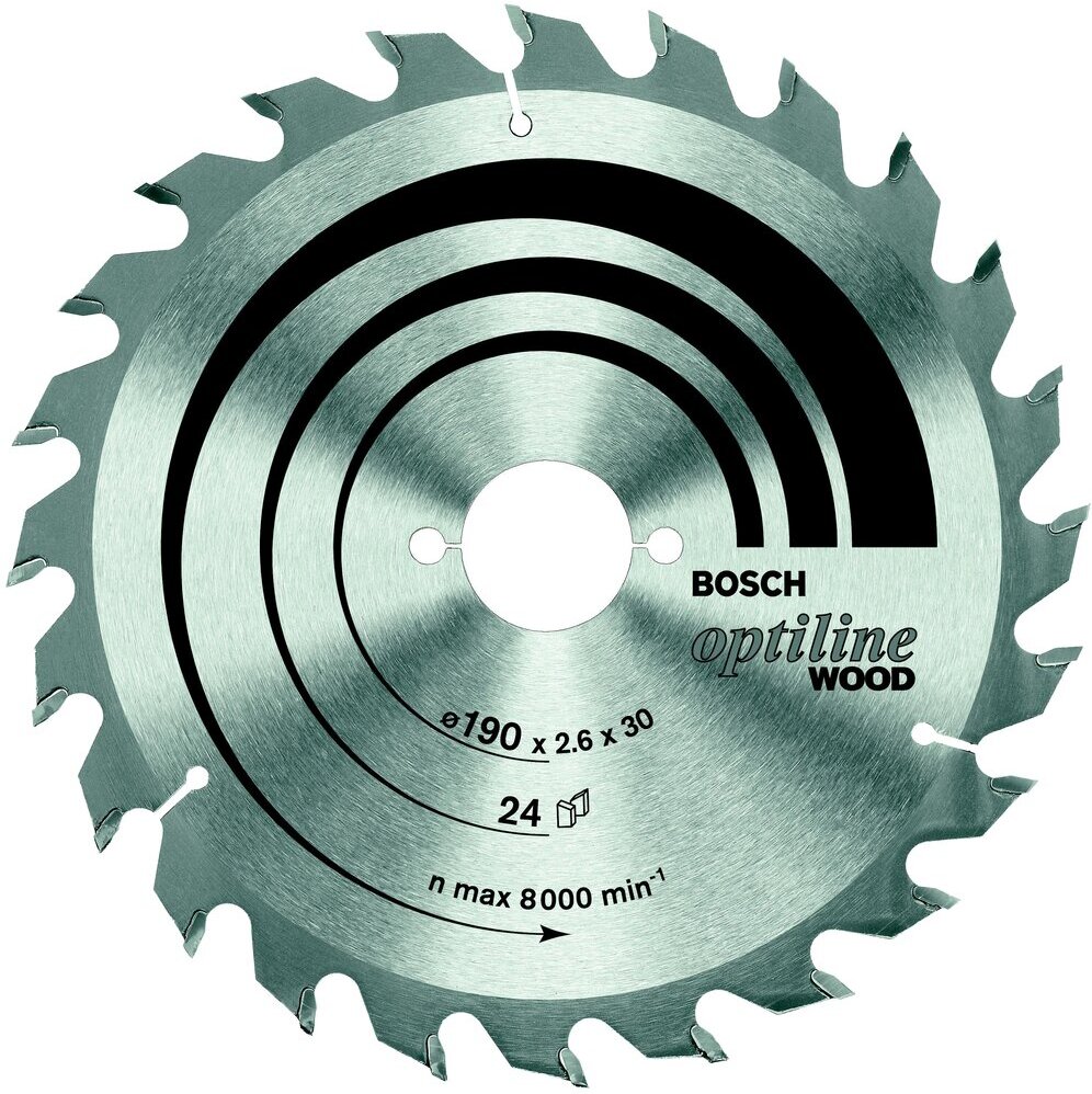 

Диск пильный Bosch 2.608.641.185, Диск пильный Bosch 190-30 OptilineWood 24зуб. 2.608.641.185