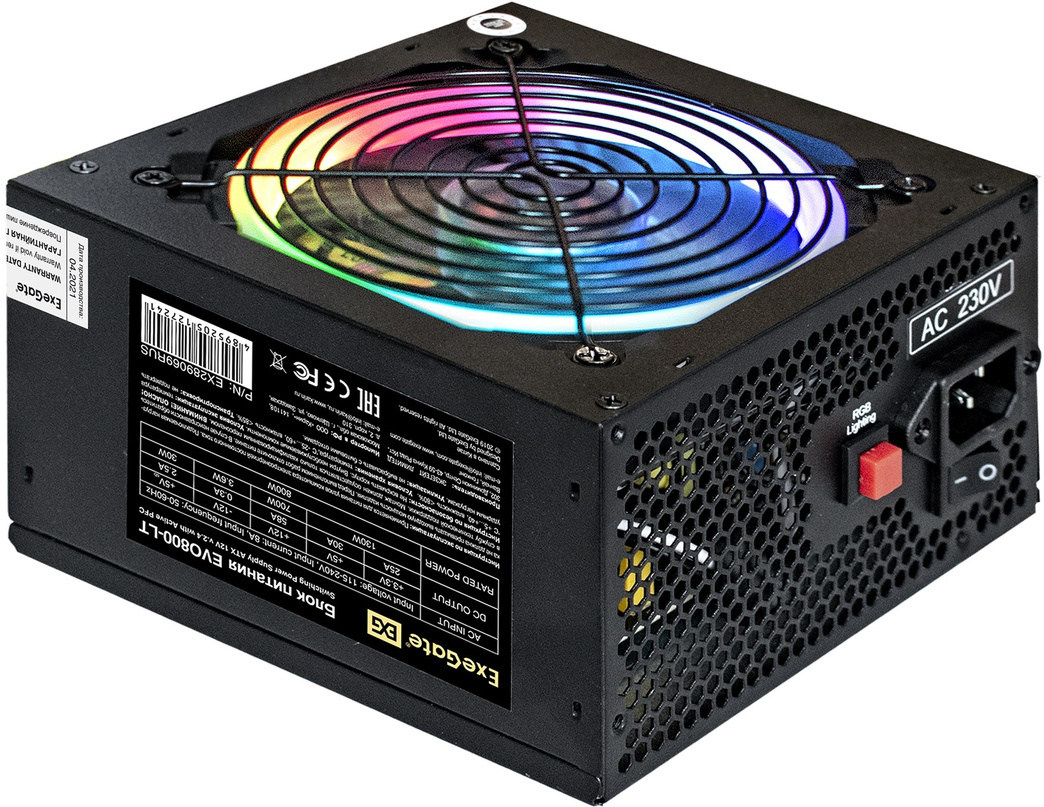 

Блок питания ExeGate 800W EVO800-LT [EX289069RUS-PC], Блок питания для компьютеров ExeGate 800W EVO800-LT EX289069RUS-PC