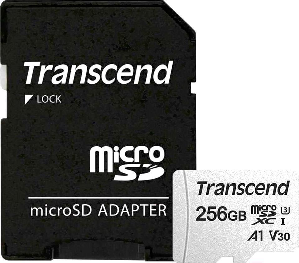 

Карта памяти Transcend microSD 256GB microSDXC Class 10 UHS-I U3 V30 A1 + SD адаптер [TS256GUSD300S-A], Карта памяти MicroSD SDXC Card 256GB Transcend (TS256GUSD300S-A)