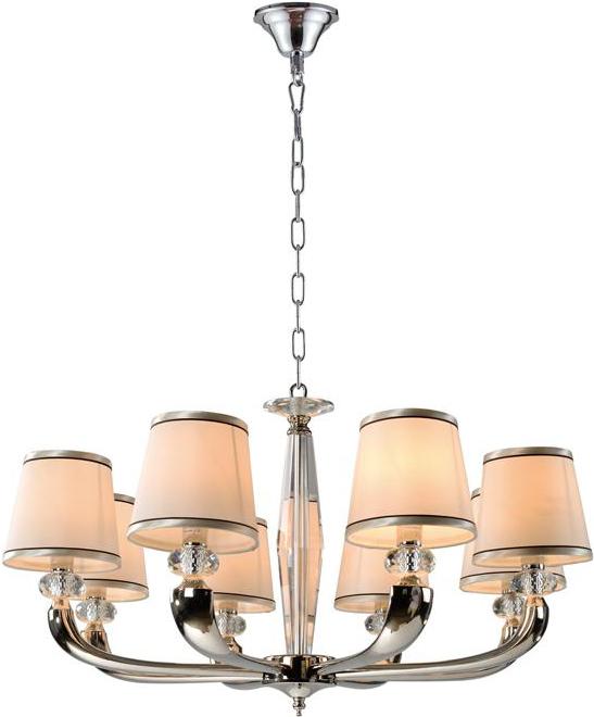 

Подвесная люстра NEWPORT D80*H45/145 cm E14 8*40W Nickel Clear crystal Shade beige [11608/C], Подвесная люстра NEWPORT D80*H45/145 cm E14 8*40W 11608/C Nickel Clear crystal Shade beige