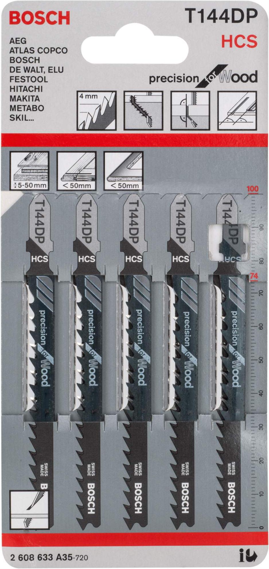 

Пилки для лобзика Bosch 2.608.633.A35 (5шт), T 144 DP Precision for Wood 5шт