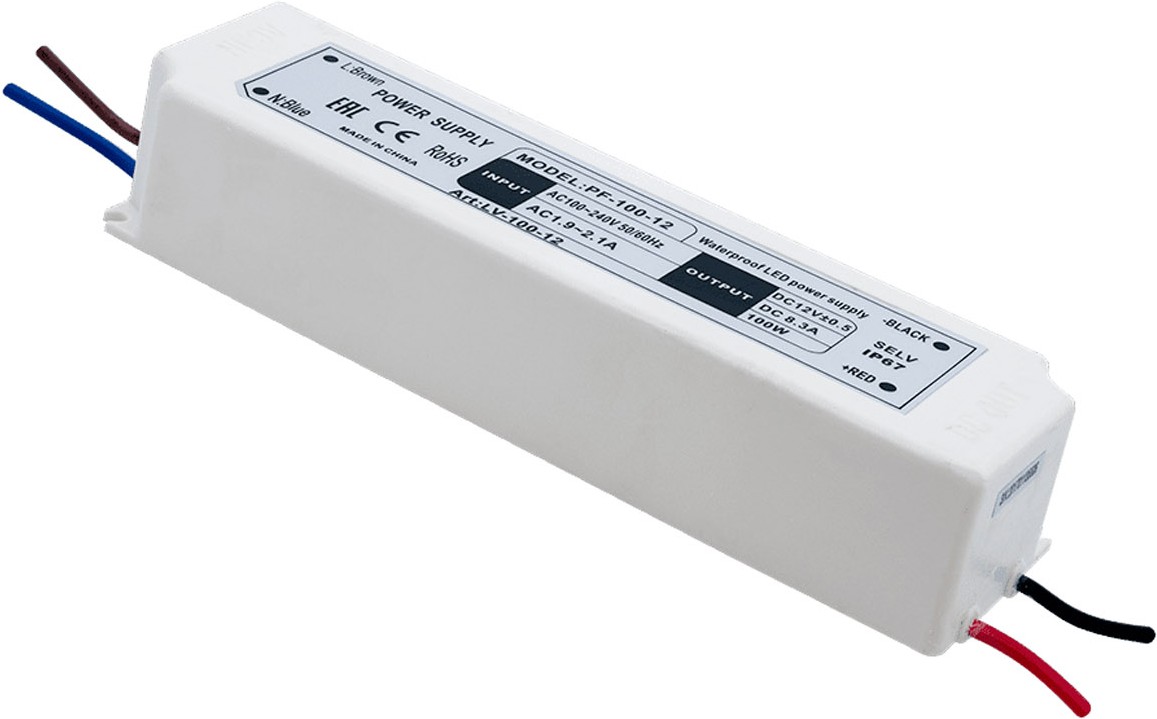 

SWG Блок Питания для ленты IP 67 пластик 100 W, 12V [LV-100-12], Блок питания SWG Блок Питания для ленты IP 67 пластик 100 W, 12V LV-100-12