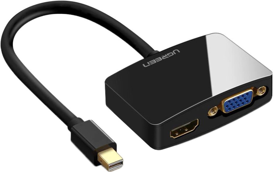 

Адаптер Ugreen MD115 20422, Переходник UGREEN MD115-20422 Mini DisplayPort (M) to HDMI (F) + VGA (F), Совместимость интерфейса Thunderbolt2 4K@30 Гц для HDMI 1080P@60 Гц для VGA Порт HDMI поддерживает звук, порт VGA не поддерживает звук HDMI и VGA нельзя 