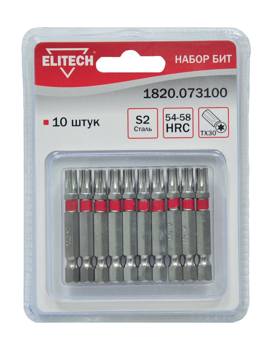 

Набор бит ELITECH Torx 30x50 mm10 шт [1820.073100], Torx 30x50 mm10 шт