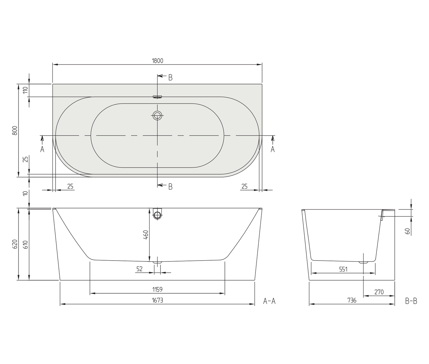 

Ванна Villeroy Boch Oberon 2.0 180x80 [UBQ180OBR9CD00V-01], Oberon 2.0 180x80