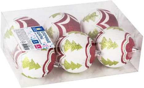 

Елочная игрушка Золотая сказка Набор шаров 8cm 6шт Red/White/Gold [590887], Набор шаров 8cm 6шт