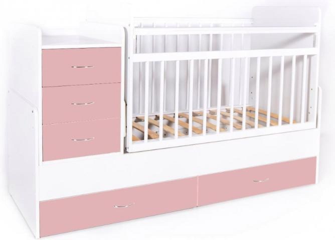 

Детская кроватка Bambini М.01.10.01 белый/розовый, М.01.10.01