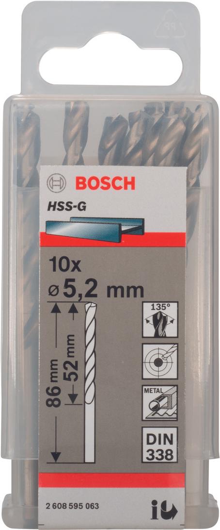 

Сверло Bosch HSS-G Standard 5,2 мм по металлу (-10-) [2.608.595.063], HSS-G Standard 5,2 мм по металлу (-10-)