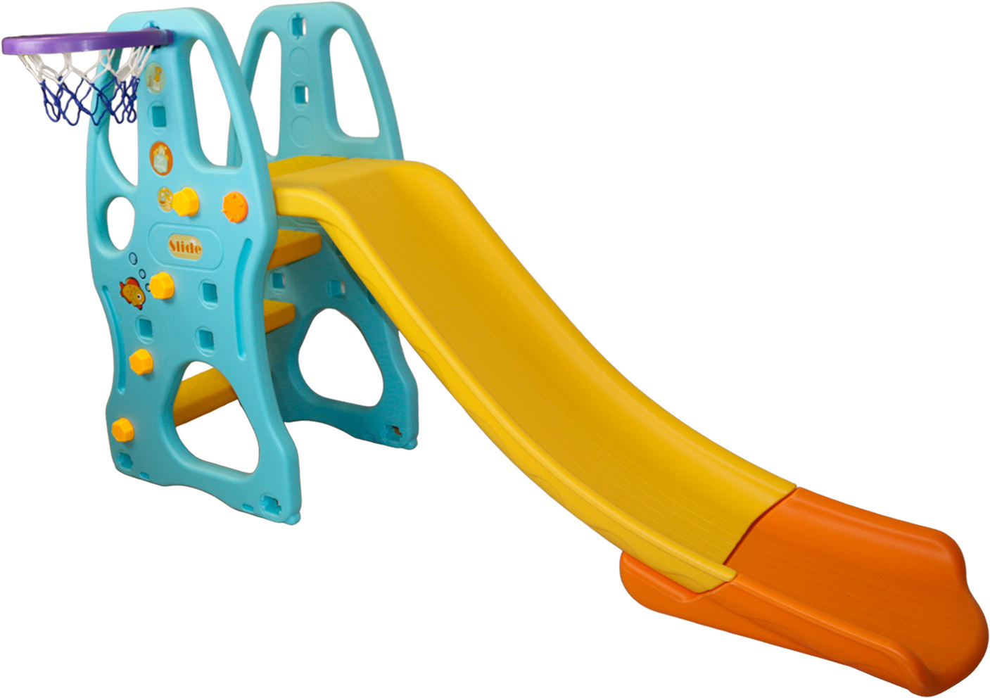 

Пластиковая горка Kampfer Amber Slide с баскетбольным кольцом голубой/желтый