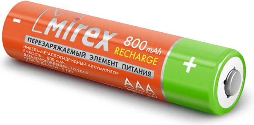 

Аккумуляторная батарейка Mirex ААА 800 мАч 23702-HR03-08-E4 (1 шт.), Аккумуляторная батарейка Mirex ААА 800 мАч 4 шт 23702-HR03-08-E4