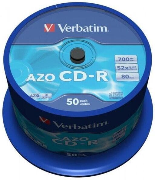 

Оптический диск Verbatim CD-R Crystal AZO 50шт (43343)