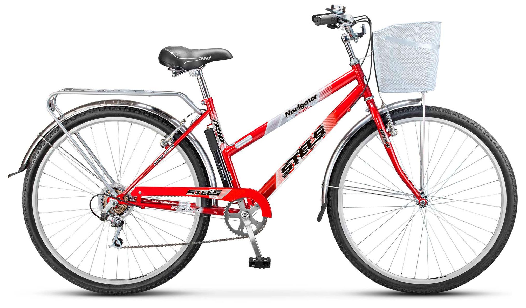 

Велосипед Stels Navigator 350 Lady 28" Z010 рама 20 дюймов красный [LU085345,LU070392], Navigator 350 Lady 28" Z010 20" +корзина