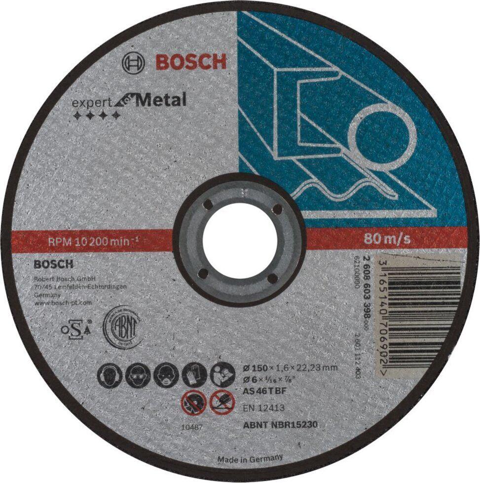 

Отрезной круг Bosch 150х1.6x22.2 мм для металла прямой Expert [2.608.603.398], 150х1.6x22.2 мм для металла прямой Expert