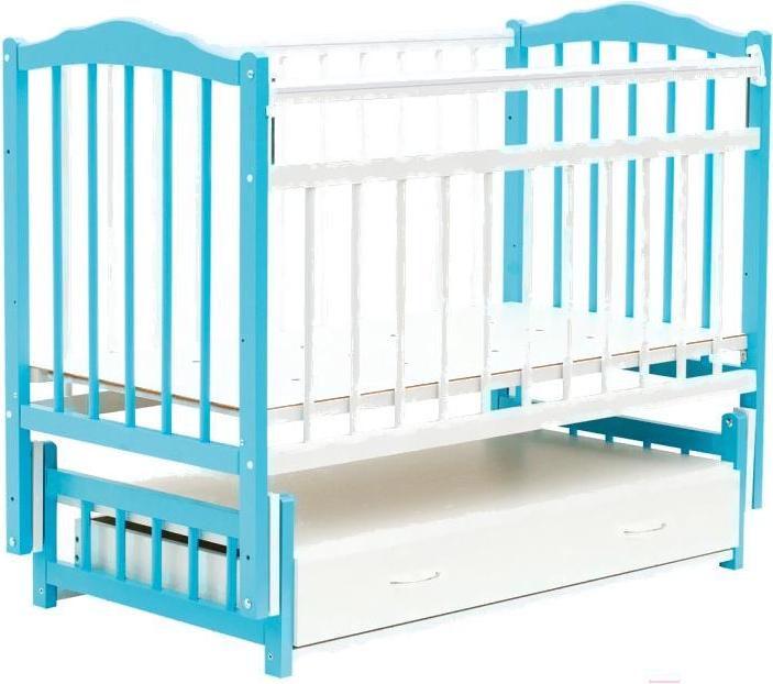 

Детская кроватка Bambini М 01.10.10 белый/голубой, Классика М.01.10.10 ящик
