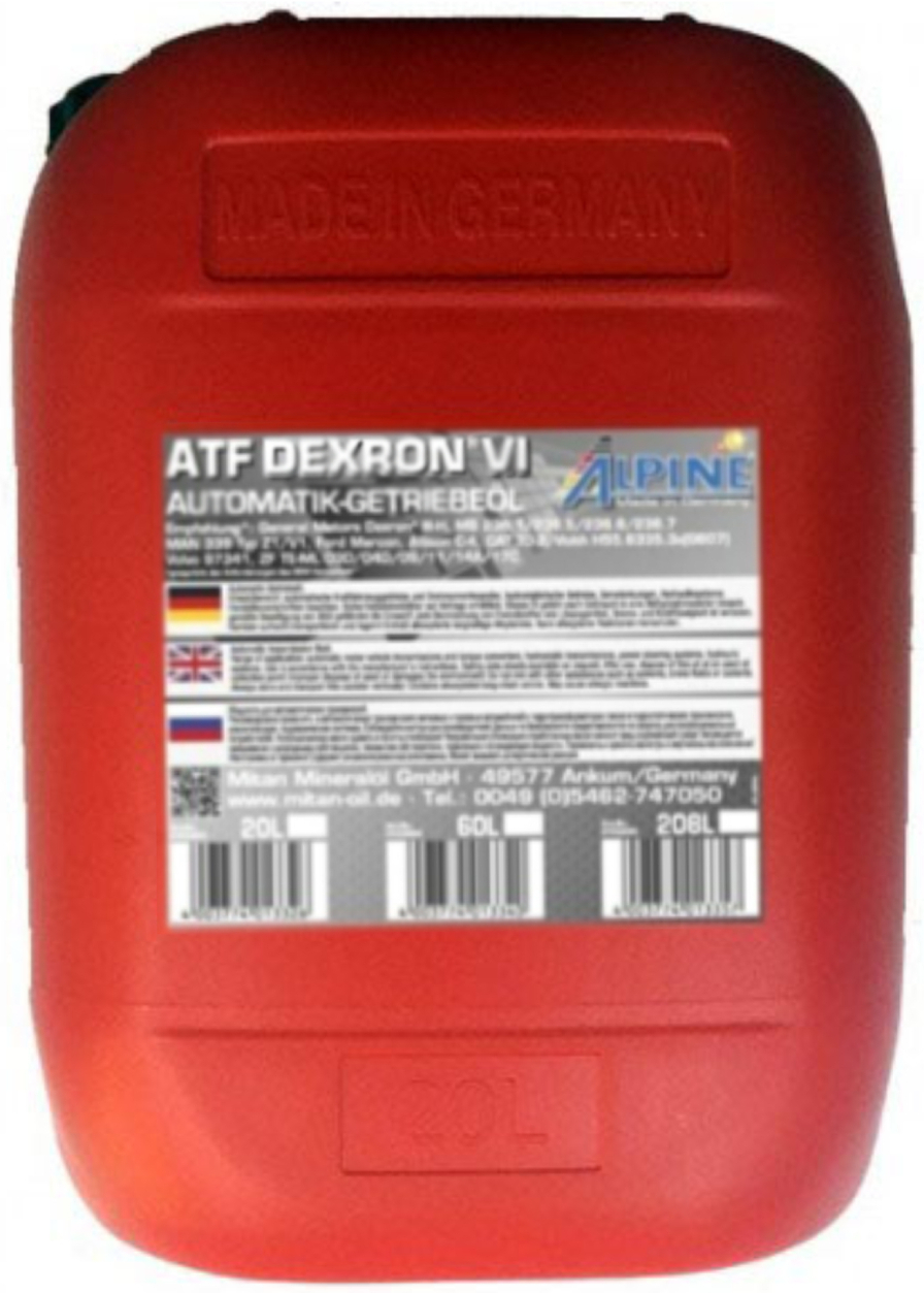

Трансмиссионное масло Alpine ATF Dexron VI 20л (0100693)