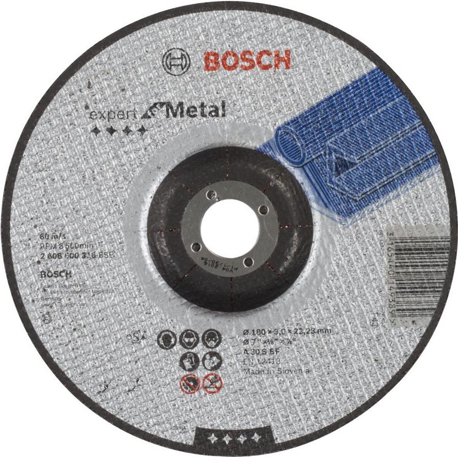 

Отрезной круг Bosch МЕТАЛЛ 180Х3 мм ВОГН 2608600316, 180х3.0x22.2 мм для металла вогнутый Expert