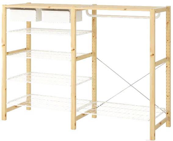 

Стеллаж с полками/ящиками/штангой IKEA ИВАР [592.880.14], Ивар