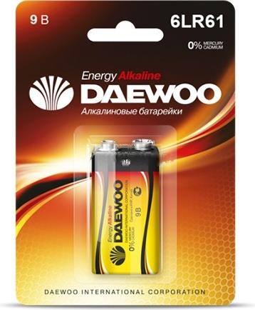 

Батарейки Daewoo 6LR61 1 шт. [4690601030320], 6LR61 9V alkaline BL-1шт energy