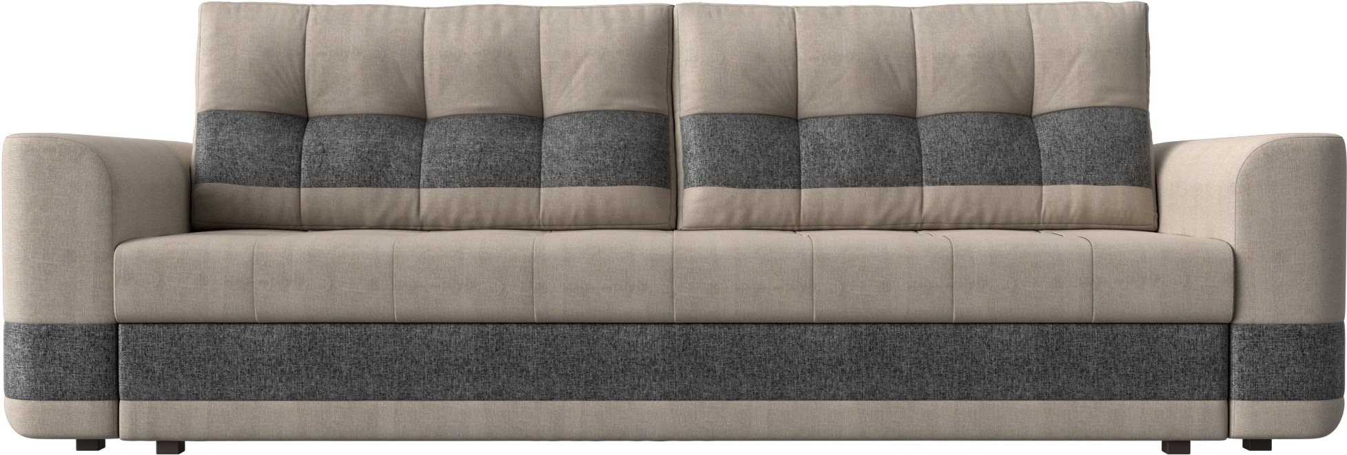 

Диван Лига Диванов Честер рогожка бежевый вставка серая, Диван Лига Диванов Честер рогожка бежевый+серый