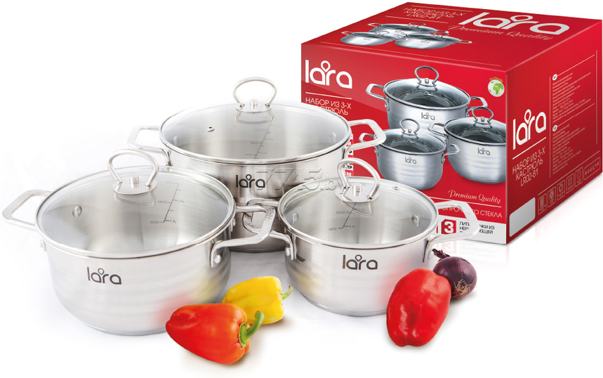 

Набор посуды Lara LR02-81 Standart + LR04-36 500 мл, Набор кастрюль LARA LR02-81