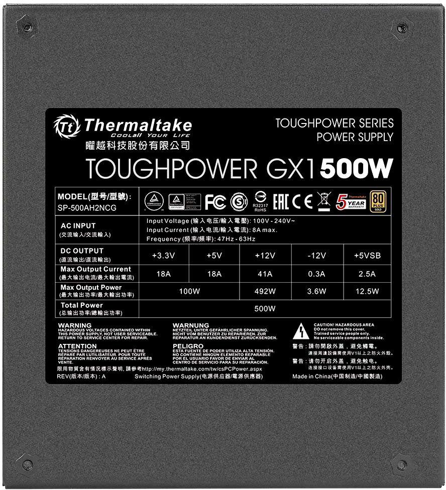 

Блок питания Thermaltake Toughpower GX1 500, Toughpower GX1 500
