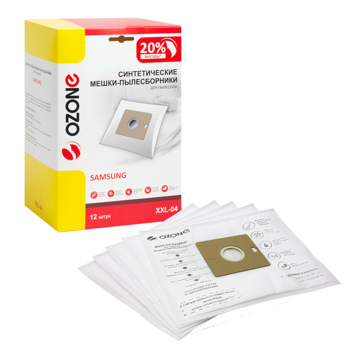 

Аксессуары для пылесосов Ozone XXL-04 12 шт, XXL-04 12 шт