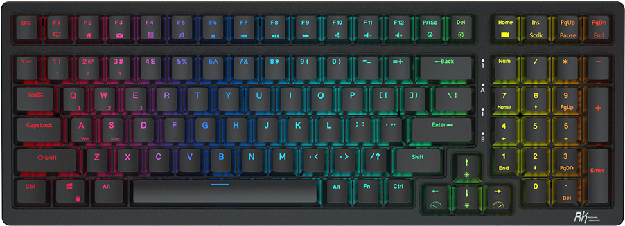 

Беспроводная клавиатура Royal Kludge RK98 Black (USB/2.4 GHz/Bluetoth, RGB, Hot Swap, Brown switch)