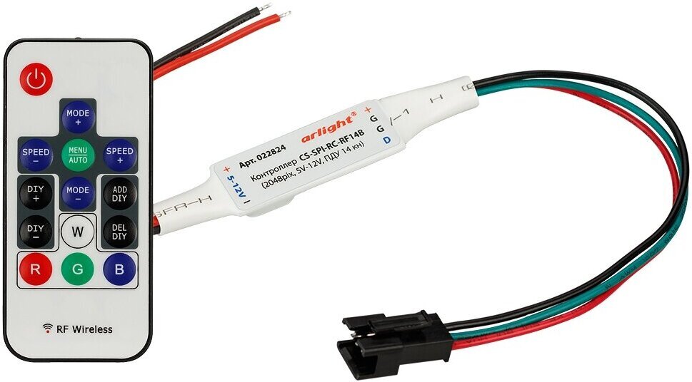 

Контроллер для светодиодных лент Arlight Контроллер CS-SPI-RC-RF14B (2048pix, 5-12V, ПДУ 14 кн) (022824)