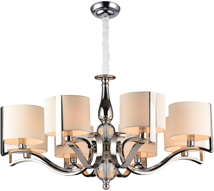

Подвесная люстра NEWPORT D88*H51/151 сm Е14 8*60W Nickel Clear crystal Shade beige [31308/C], D88*H51/151 сm Е14 8*60W