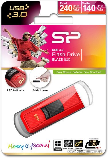 

USB Flash Silicon-Power Blaze B50 64GB (SP064GBUF3B50V1R), Blaze B50 64GB