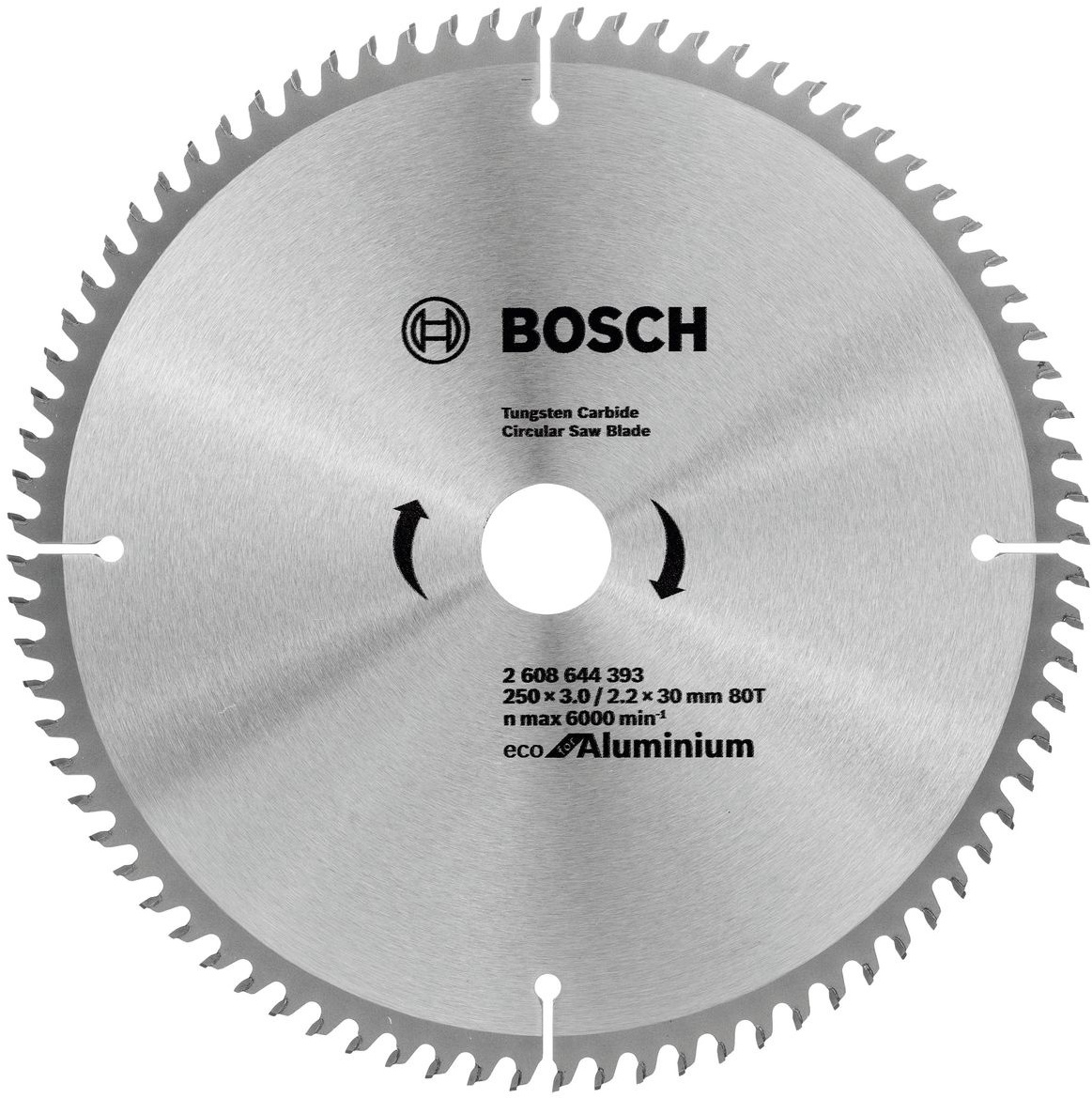 

Диск по дереву Bosch ECO ALU/Multi 250x30-80T 2608644393, Диск пильный Bosch 250х30 мм 80 зуб. универсальный ECO Aluminium 2.608.644.393