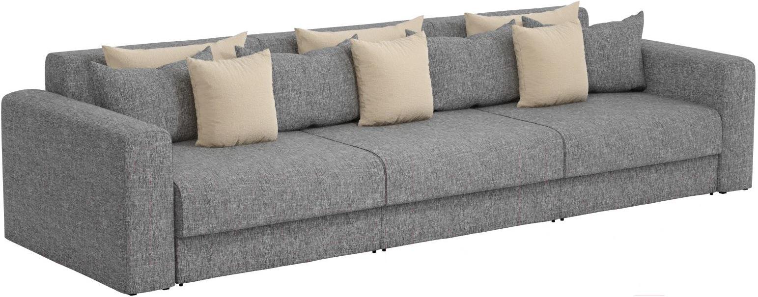 

Диван Mebelico Мэдисон Long 69 59107/59210 рогожка серая, подушки бежевый/серый, Мэдисон Long 69 59107/59210