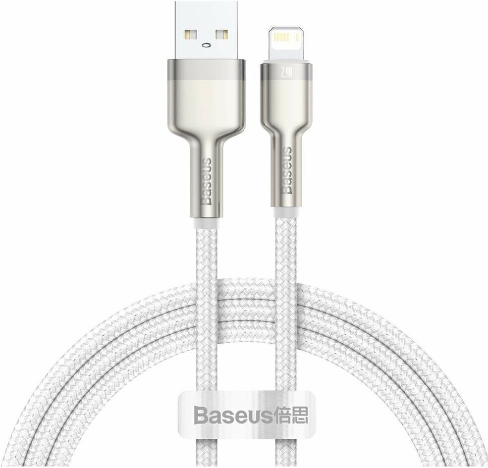 

Кабель Baseus Cafule Series Metal Data USB to IP 2.4A 1m белый [CALJK-A02], Кабель Baseus CALJK-A02 Cafule Series Metal Data Cable USB to Lightning 2.4A 1m White