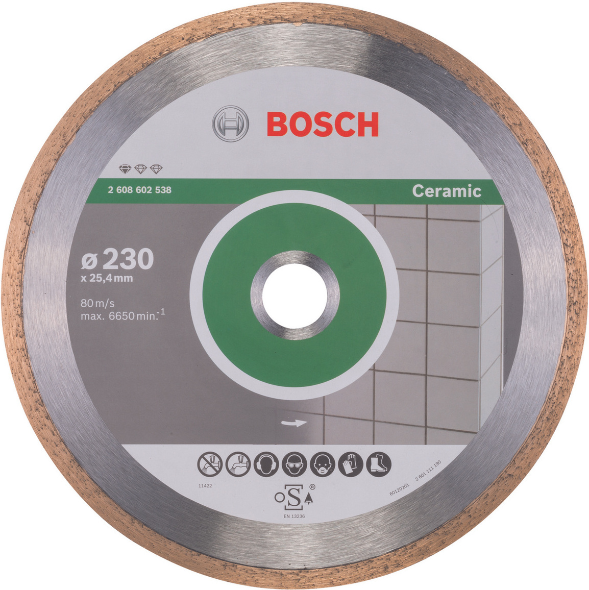 

Алмазный диск Bosch 2.608.602.538, Алмазный диск Bosch 230-25.4 Professional for Ceramic 2.608.602.538