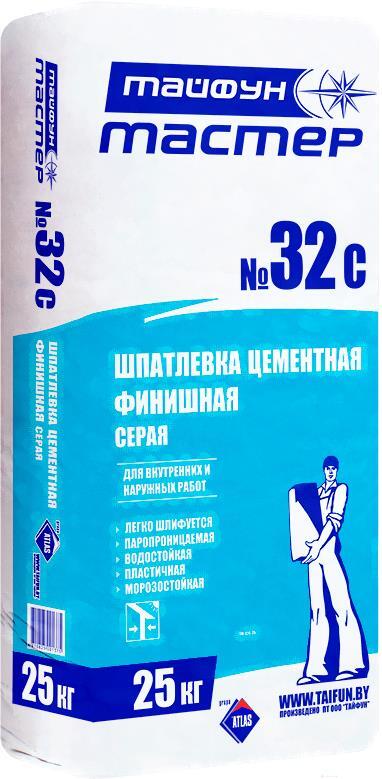 

Шпатлевка Тайфун Мастер №32С 25кг серый, шпатлевка Тайфун Мастер №32С 25кг серый