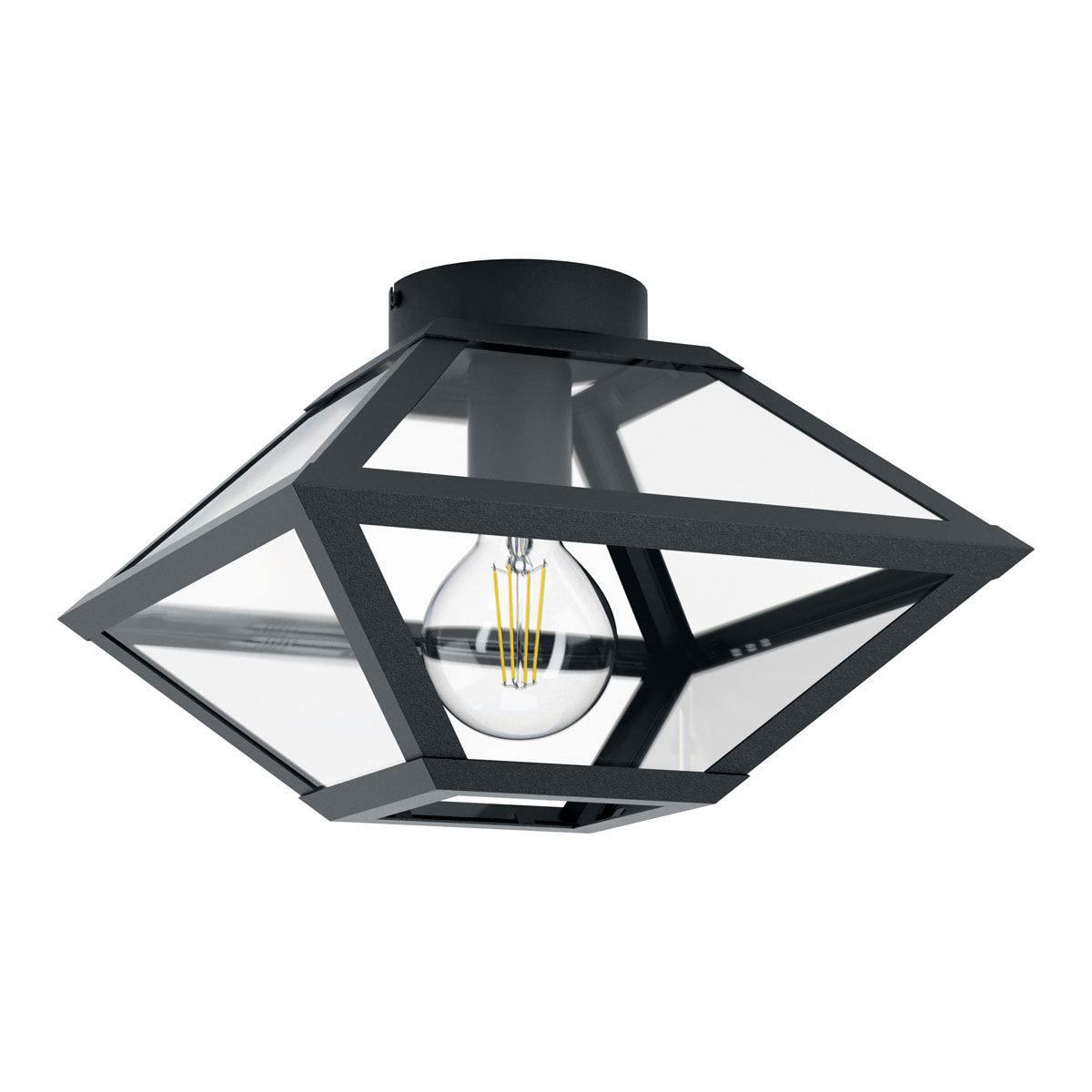 

Накладной светильник EGLO Casefabre, 1х60W (E27), 310х310, H215, cталь черный/cтекло, прозрачный [98355], Casefabre, 1х60W (E27), 310х310, H215, cталь