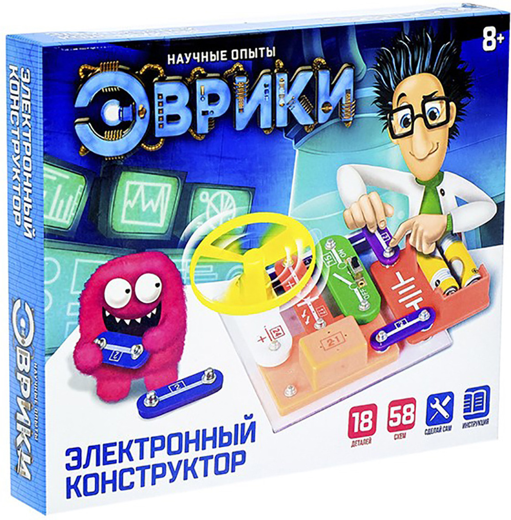 

Детский набор для опытов Эврики Электронный конструктор [1200830], Детский набор для опытов Эврики Электронный конструктор 1200830