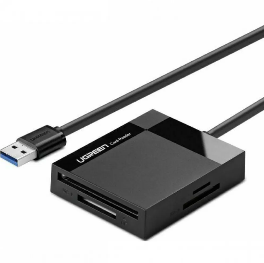 

Картридер UGREEN CR125-30333; USB 3.0 to TF/SD/MS/CF3.0; с кабелем 50см, Space Gray