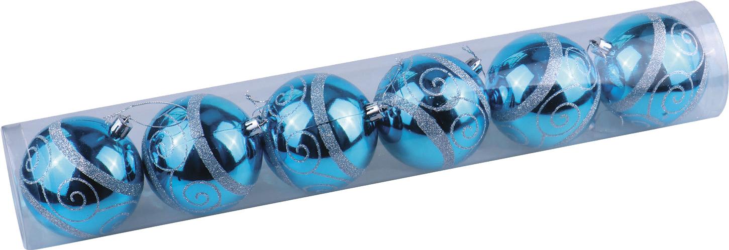 

Елочная игрушка Золотая сказка Набор шаров 6шт 8см Turquoise [590885], Набор шаров 6шт 8см